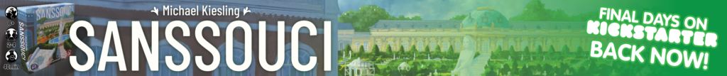 Sanssouci - Final Days On Kickstarter! This 2-4 Player game is finally coming to the USA! Michael Kiesling designed Azul and many other top-notch games! The wait is over!