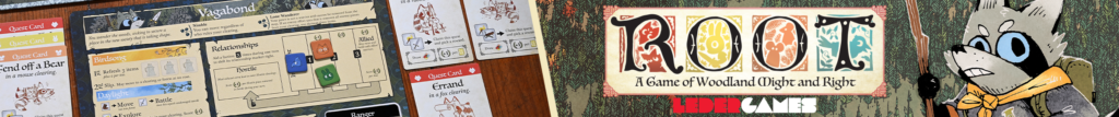 Close up photo of Root the board game Vagabond player board. Photo by Ross Connell