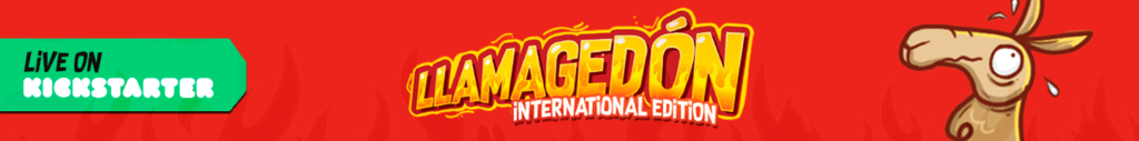 Live on Kickstarter Llamagedon International Edition with a Llama to the right