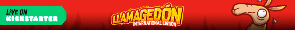 Back it Now on Kickstarter Llamagedon International Edition with a bandito llama and a regular llama