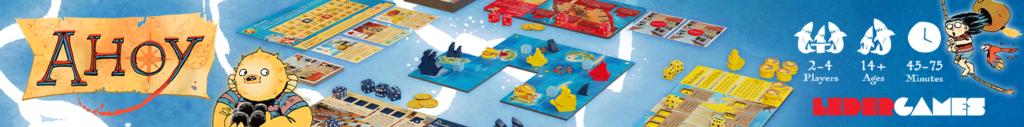 In-play components and board for the game Ahoy by Leder Games