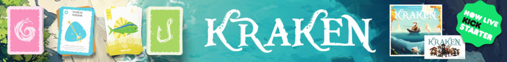 Banner for Kraken board game – A pirate-themed game of fishing, bluff, and sabotage