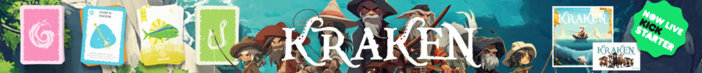Banner for Kraken board game – A pirate-themed game of fishing, bluff, and sabotage