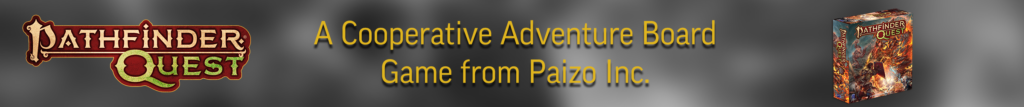 A banner featuring the logo and box mockup of Pathfinder Quest.